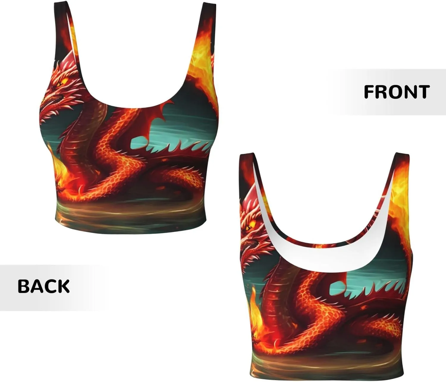 Dragon King in Fire Women's Sexy Sports Vest Sleeveless Athletic Gym T-Shirts Vest U-Shaped Back Quick Dry Top