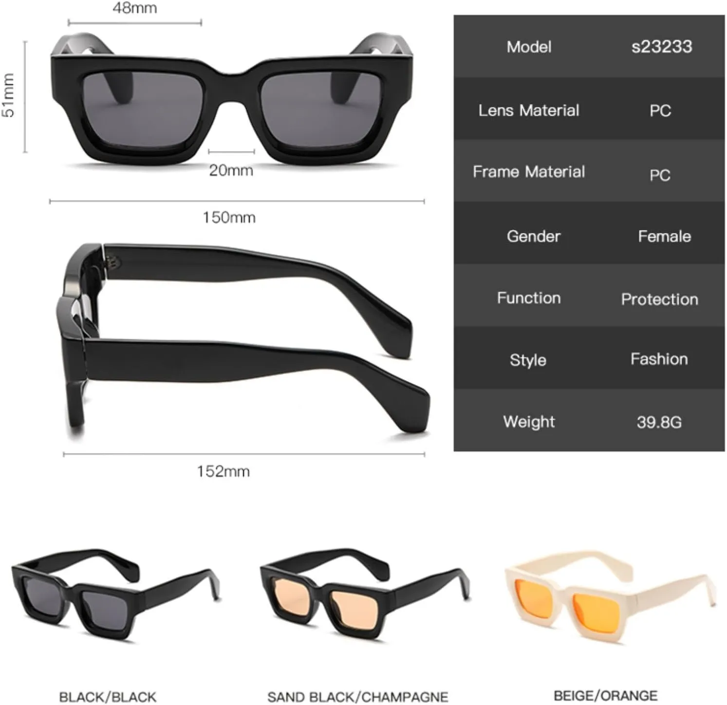 Fashion Small Frame Retro Sunglasses for Female Personality Thick Frame Fashion Accessories
