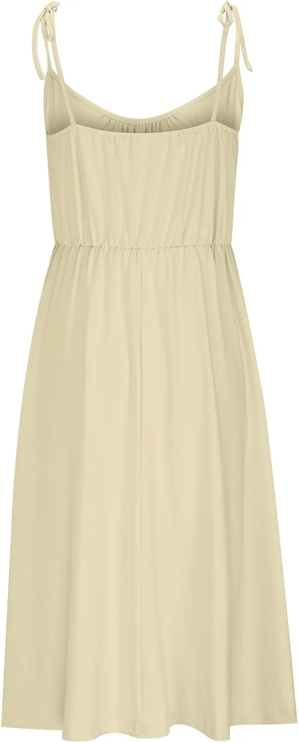Fashion Summer Dresses for Women Sexy Spaghetti Strap Low Collar Side Slit Beach Vacation Dress Trendy Sundress