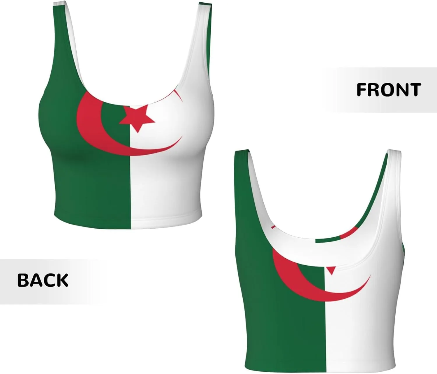 Flag of Algeria Women's Sexy Sports Vest Sleeveless Athletic Gym T-Shirts Vest U-Shaped Back Quick Dry Top