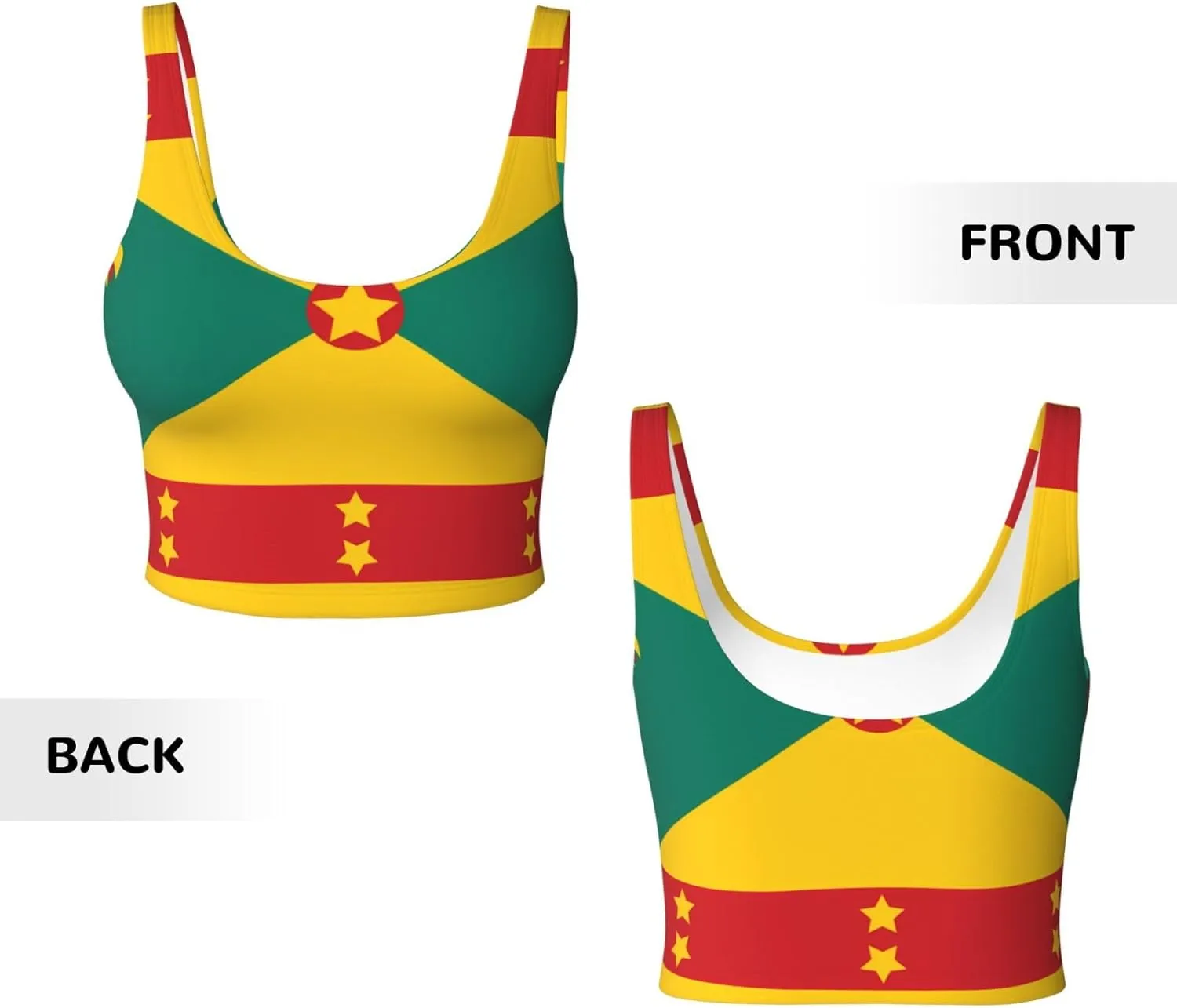 Flag of Grenada Women's Sexy Sports Vest Sleeveless Athletic Gym T-Shirts Vest U-Shaped Back Quick Dry Top