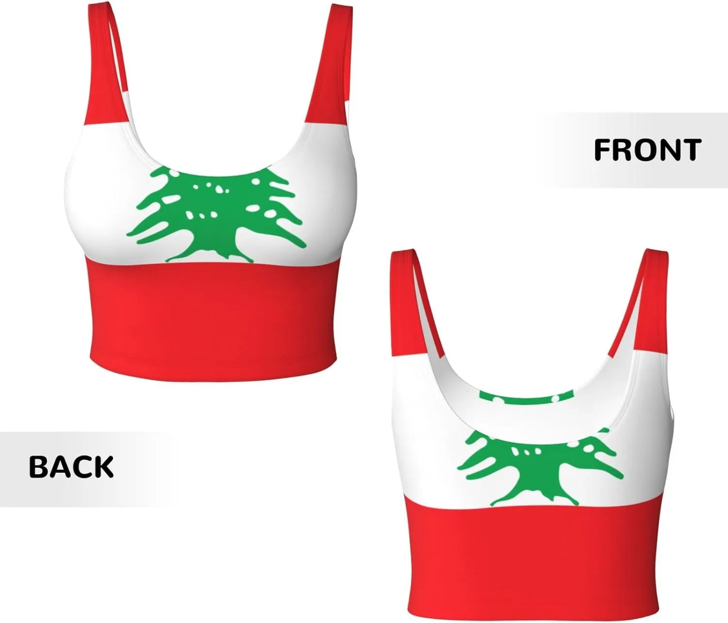 Flag of Lebanon Women's Sexy Sports Vest Sleeveless Athletic Gym T-Shirts Vest U-Shaped Back Quick Dry Top