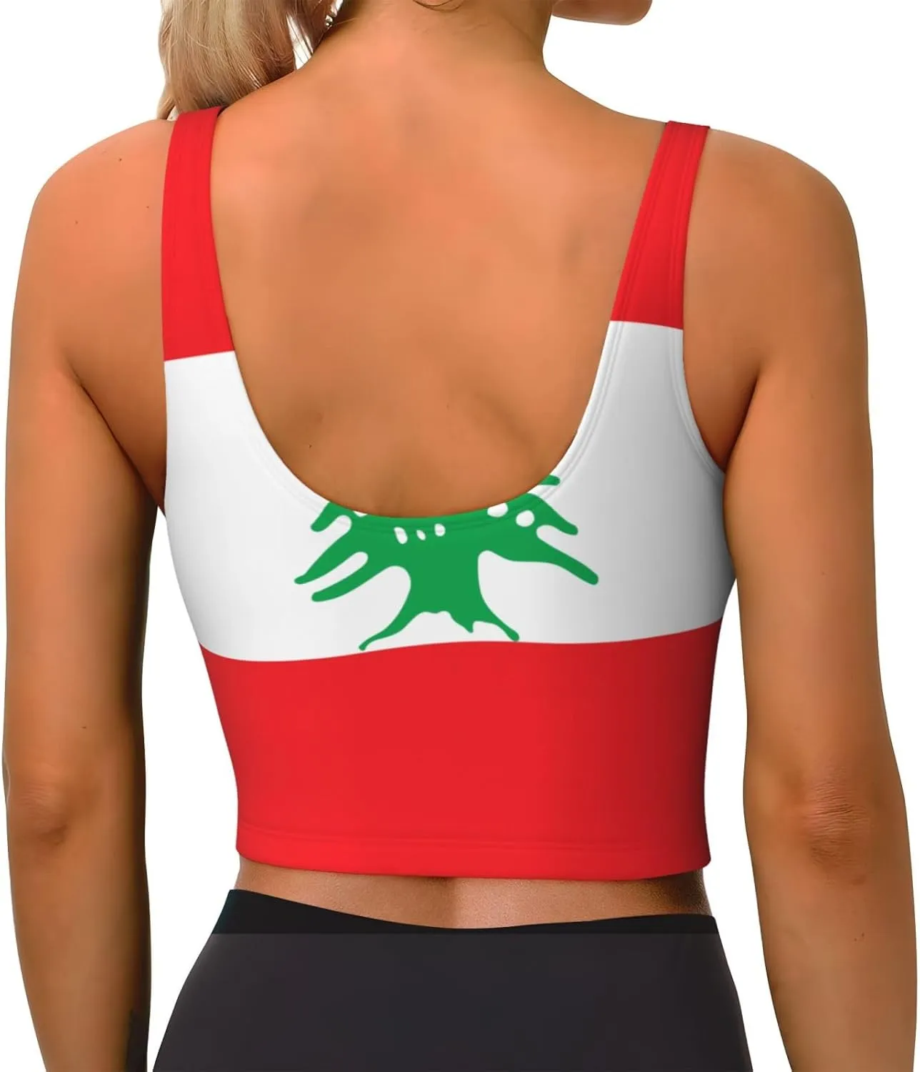 Flag of Lebanon Women's Sexy Sports Vest Sleeveless Athletic Gym T-Shirts Vest U-Shaped Back Quick Dry Top
