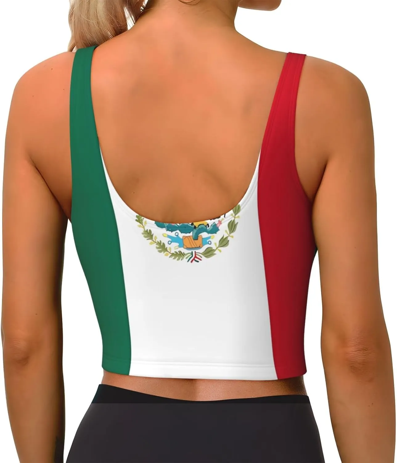 Flag of Mexico Women's Sexy Sports Vest Sleeveless Athletic Gym T-Shirts Vest U-Shaped Back Quick Dry Top