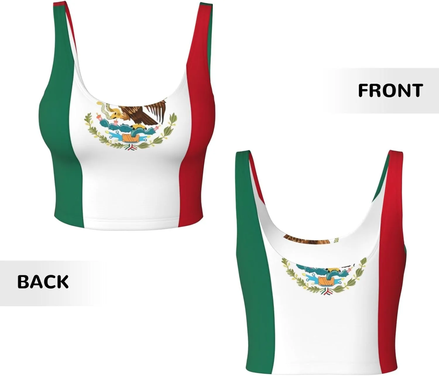 Flag of Mexico Women's Sexy Sports Vest Sleeveless Athletic Gym T-Shirts Vest U-Shaped Back Quick Dry Top