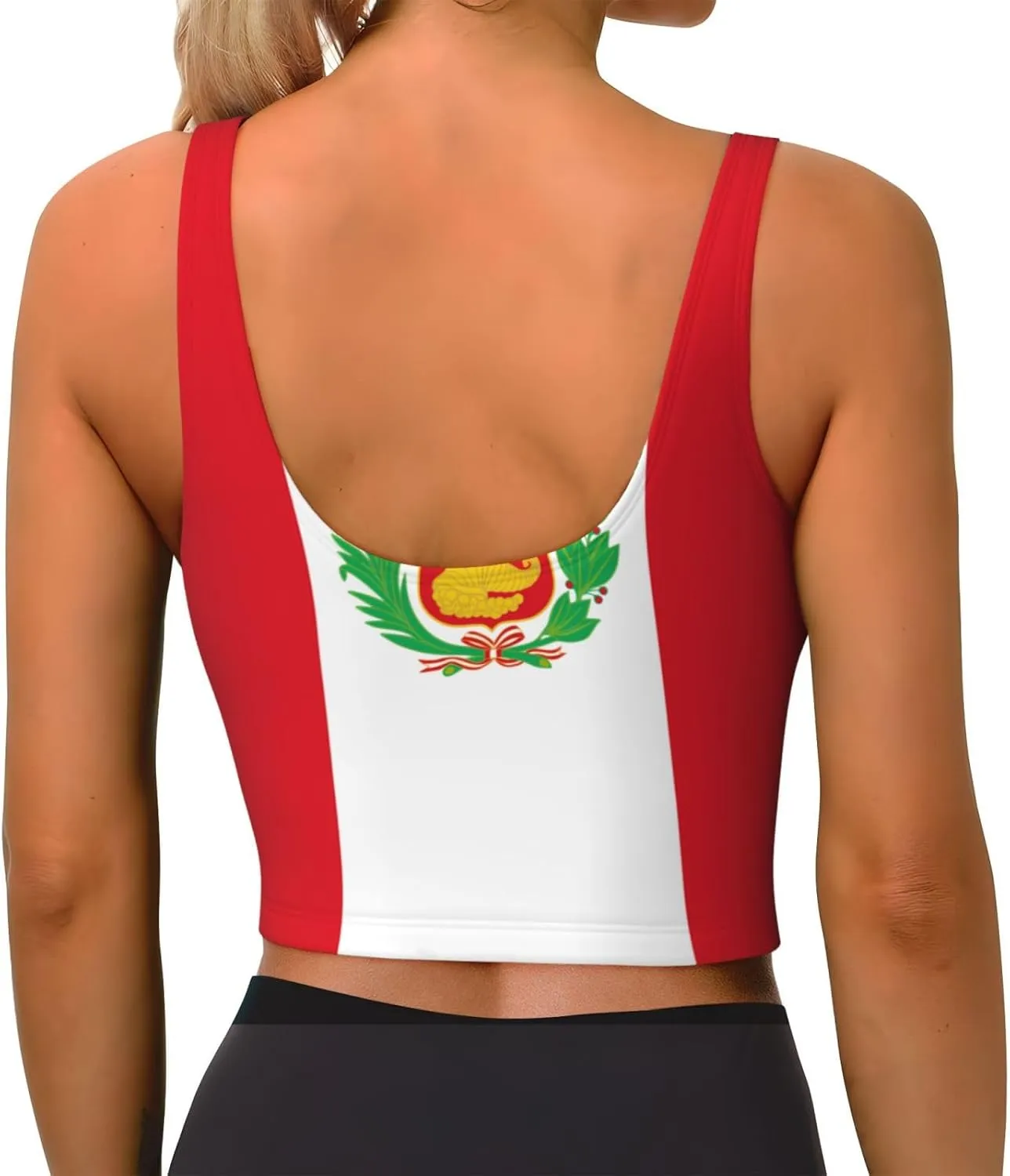 Flag of Peru Women's Sexy Sports Vest Sleeveless Athletic Gym T-Shirts Vest U-Shaped Back Quick Dry Top