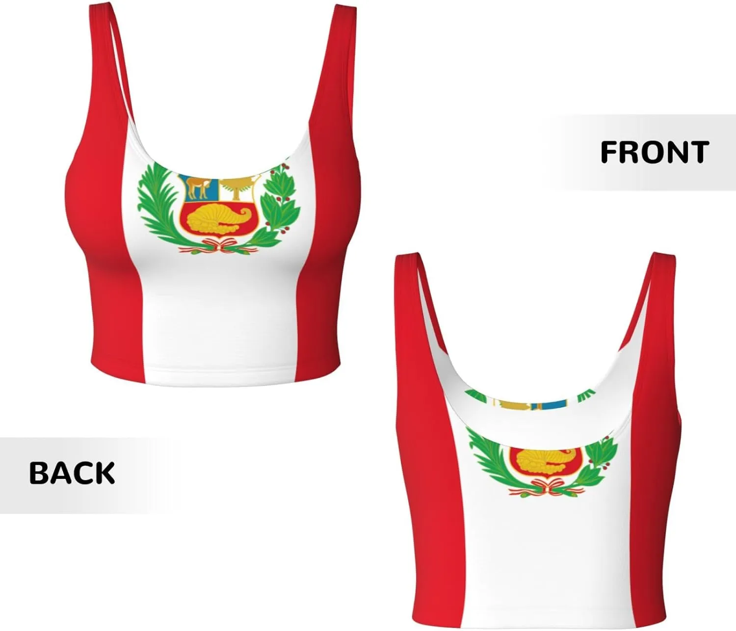 Flag of Peru Women's Sexy Sports Vest Sleeveless Athletic Gym T-Shirts Vest U-Shaped Back Quick Dry Top