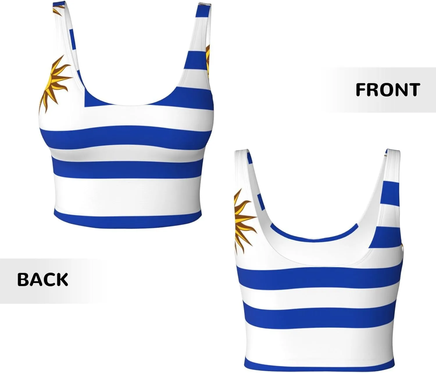 Flag of Uruguay Women's Sexy Sports Vest Sleeveless Athletic Gym T-Shirts Vest U-Shaped Back Quick Dry Top