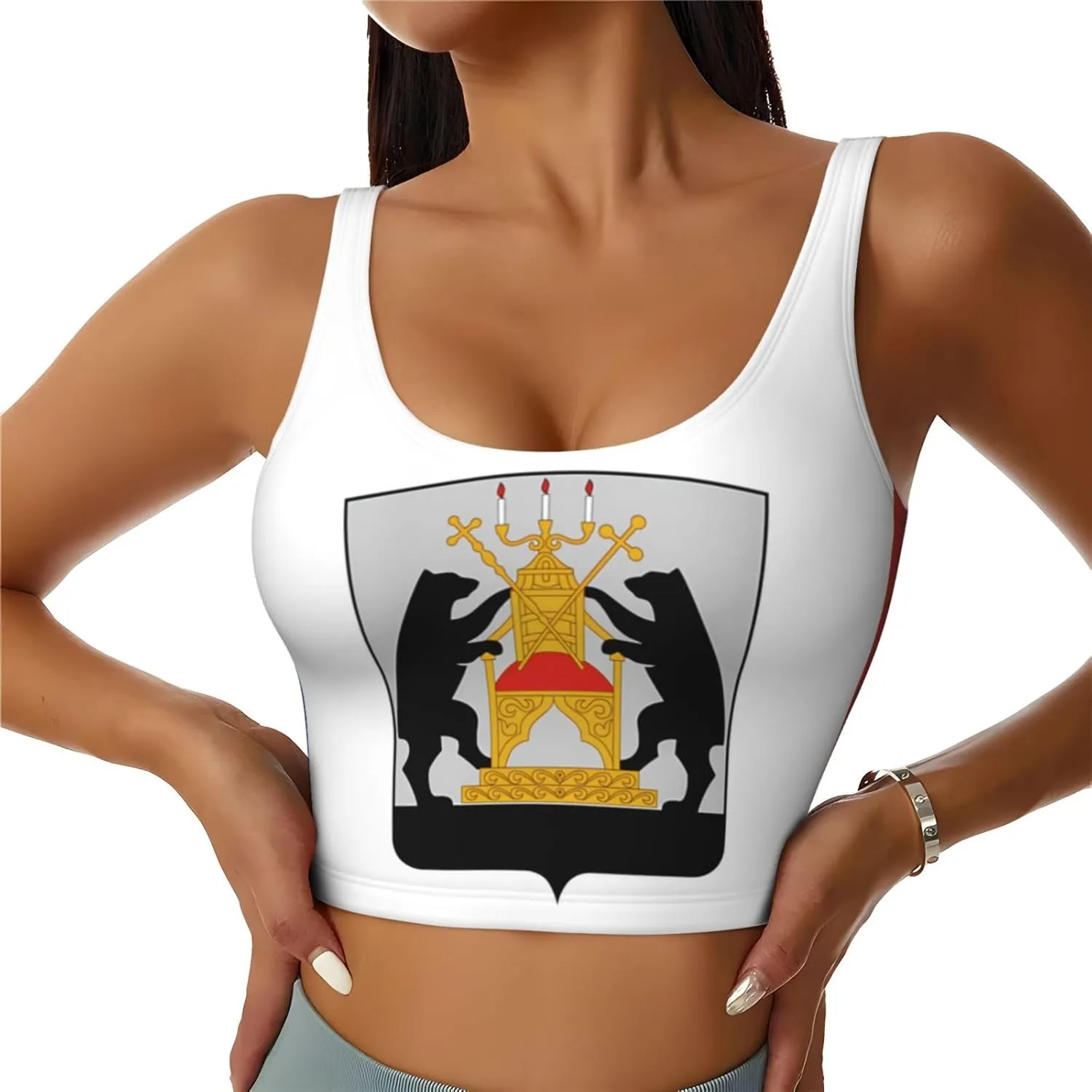 Flag of Veliky Novgorod Women's Sexy Sports Vest Sleeveless Athletic Gym T-Shirts Vest U-Shaped Back Quick Dry Top