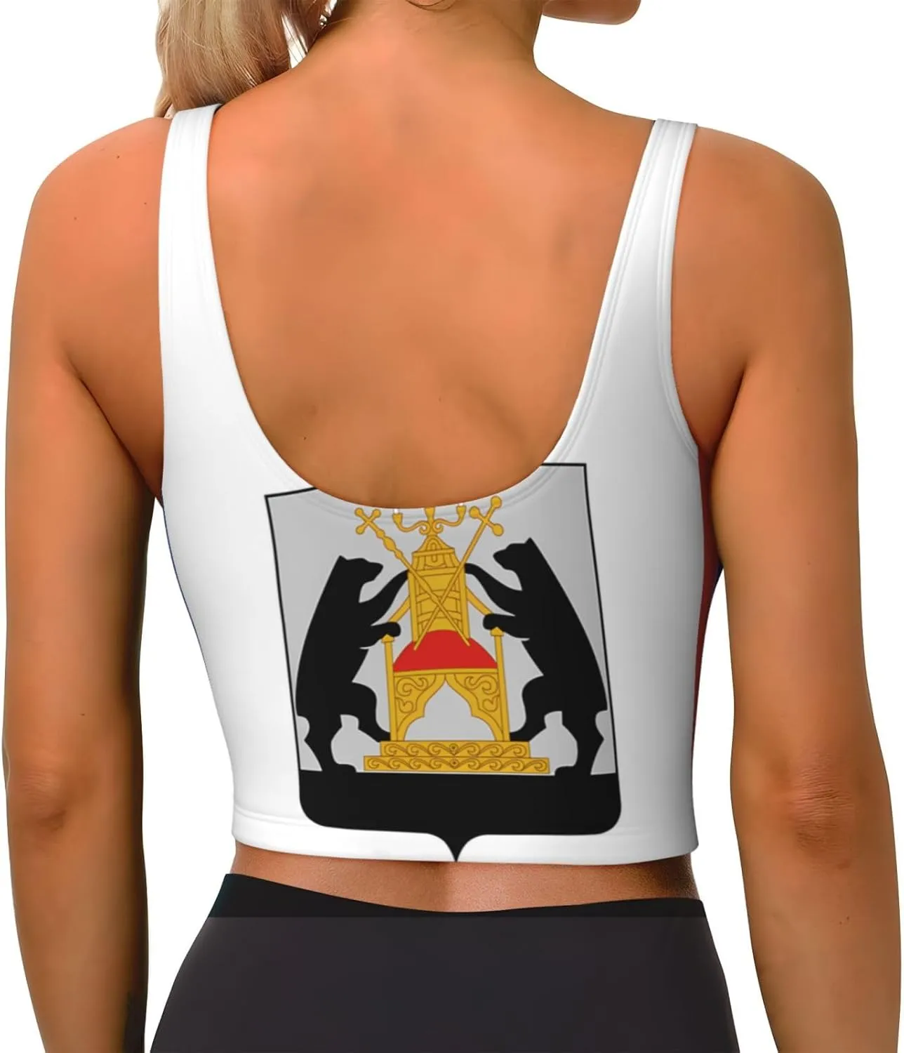 Flag of Veliky Novgorod Women's Sexy Sports Vest Sleeveless Athletic Gym T-Shirts Vest U-Shaped Back Quick Dry Top