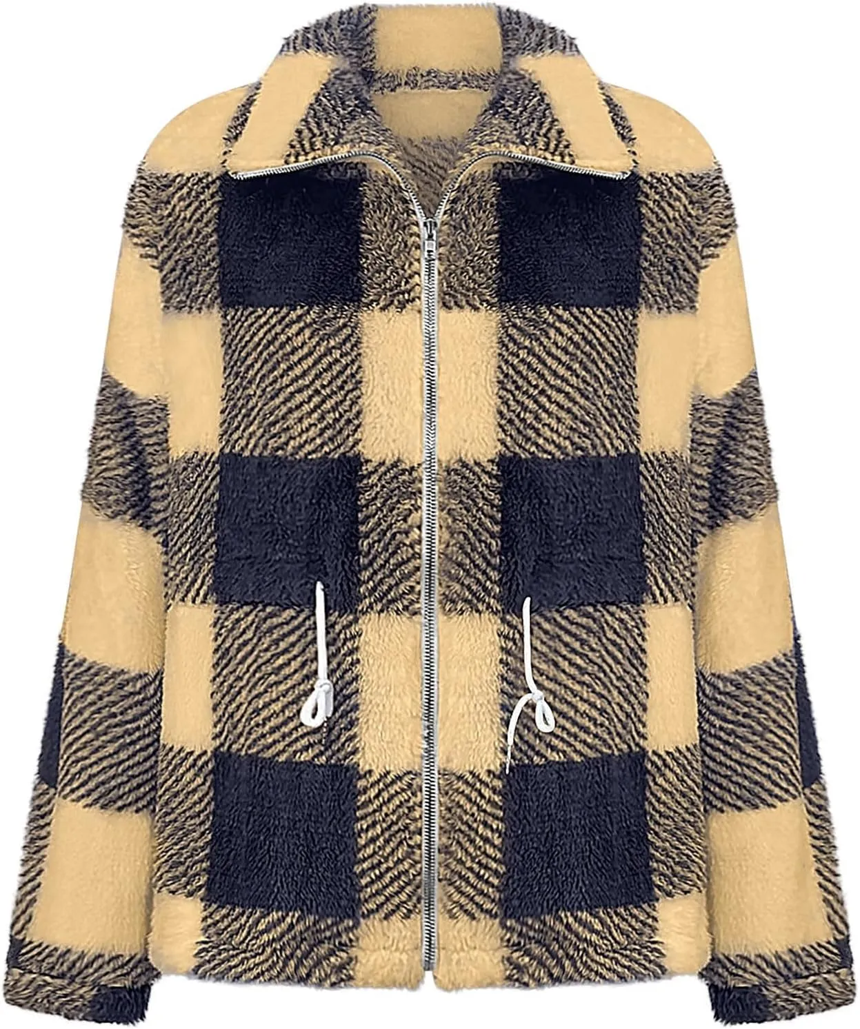 Fleece Jackets for Women 2024 Winter Full Zip Hooded Jacket Plus Size Fuzzy Coats with Pockets Casual Warm Coats