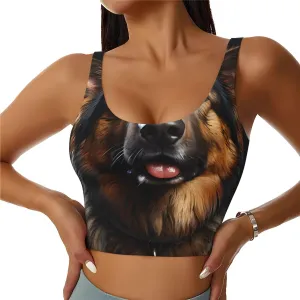 German Shepherd Women's Sexy Sports Vest Sleeveless Athletic Gym T-Shirts Vest U-Shaped Back Quick Dry Top