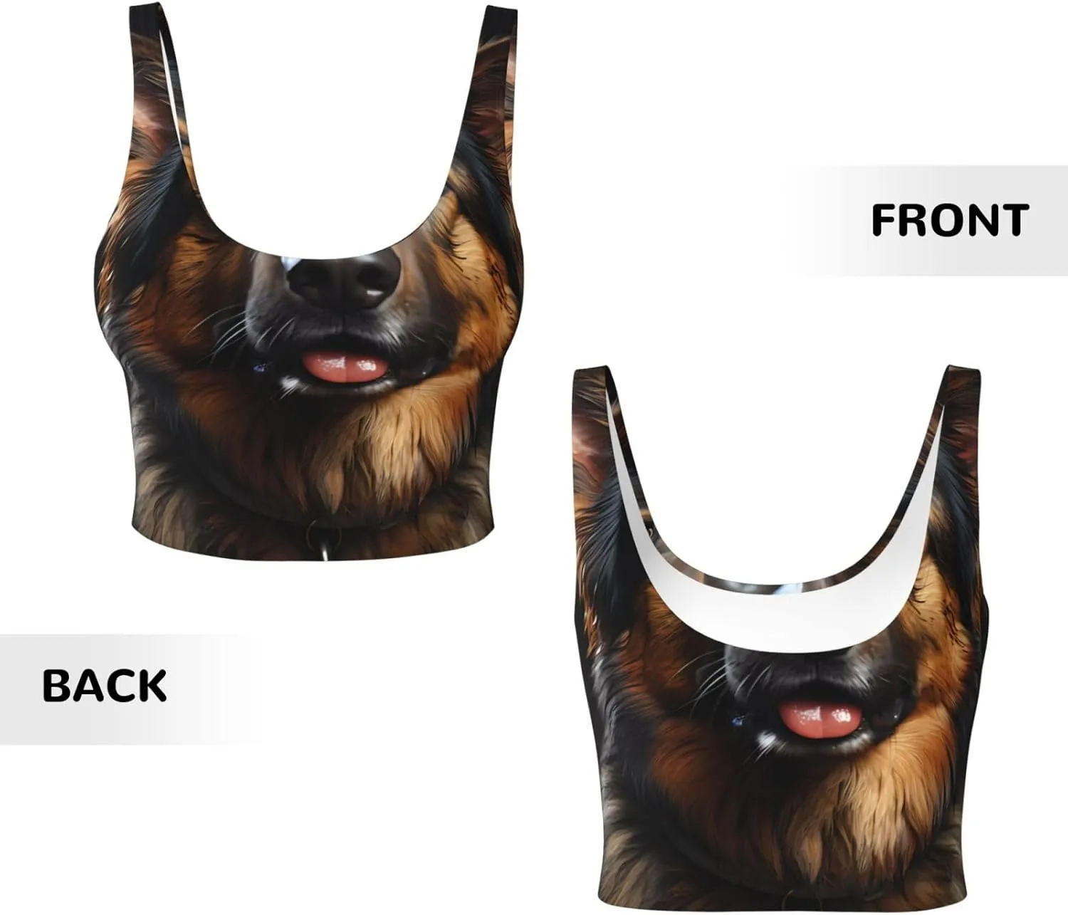 German Shepherd Women's Sexy Sports Vest Sleeveless Athletic Gym T-Shirts Vest U-Shaped Back Quick Dry Top