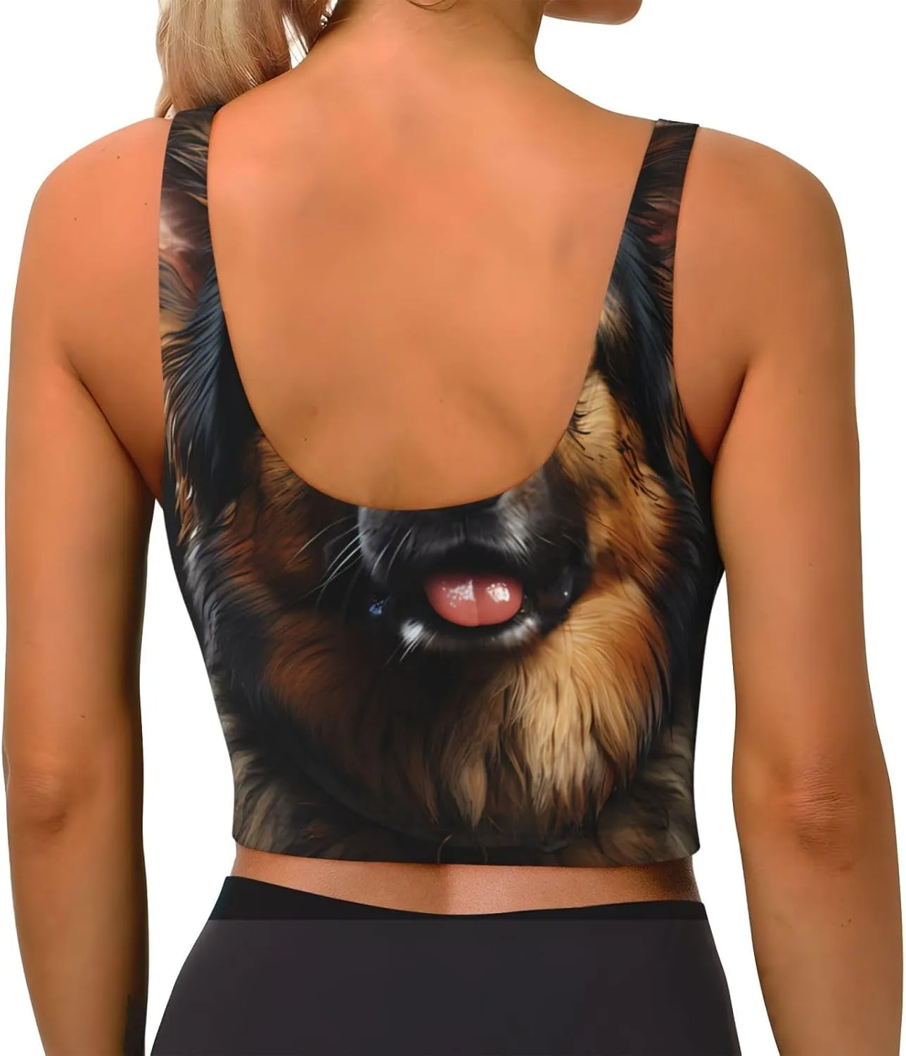 German Shepherd Women's Sexy Sports Vest Sleeveless Athletic Gym T-Shirts Vest U-Shaped Back Quick Dry Top