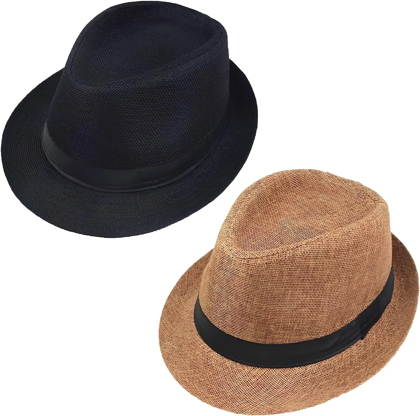 Giroir 2Pack Fedora Hats for Men Women Short Brim Unisex Short Brim Summer Beach Style 1920s Party Accessories