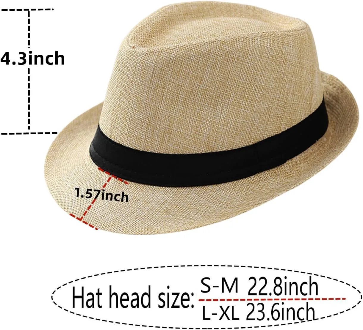 Giroir 2Pack Fedora Hats for Men Women Short Brim Unisex Short Brim Summer Beach Style 1920s Party Accessories