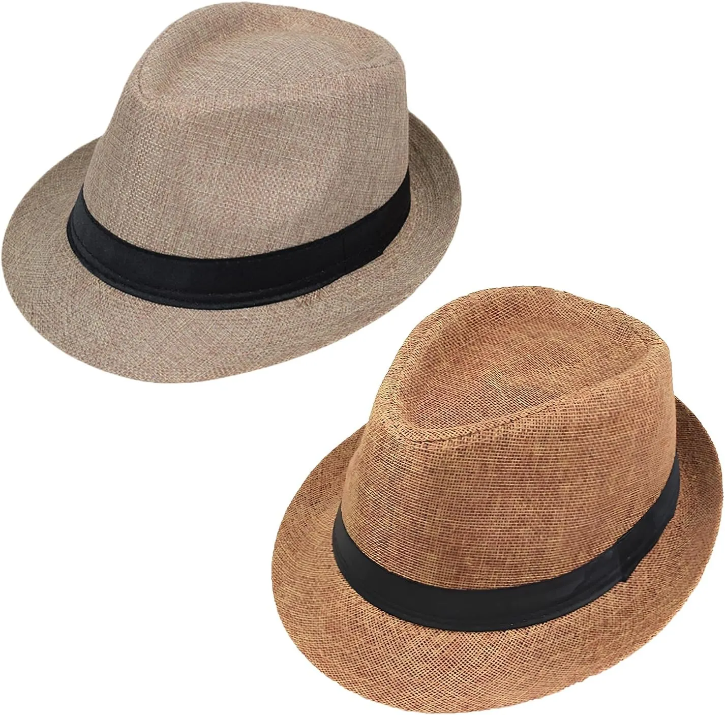 Giroir 2Pack Fedora Hats for Men Women Short Brim Unisex Short Brim Summer Beach Style 1920s Party Accessories