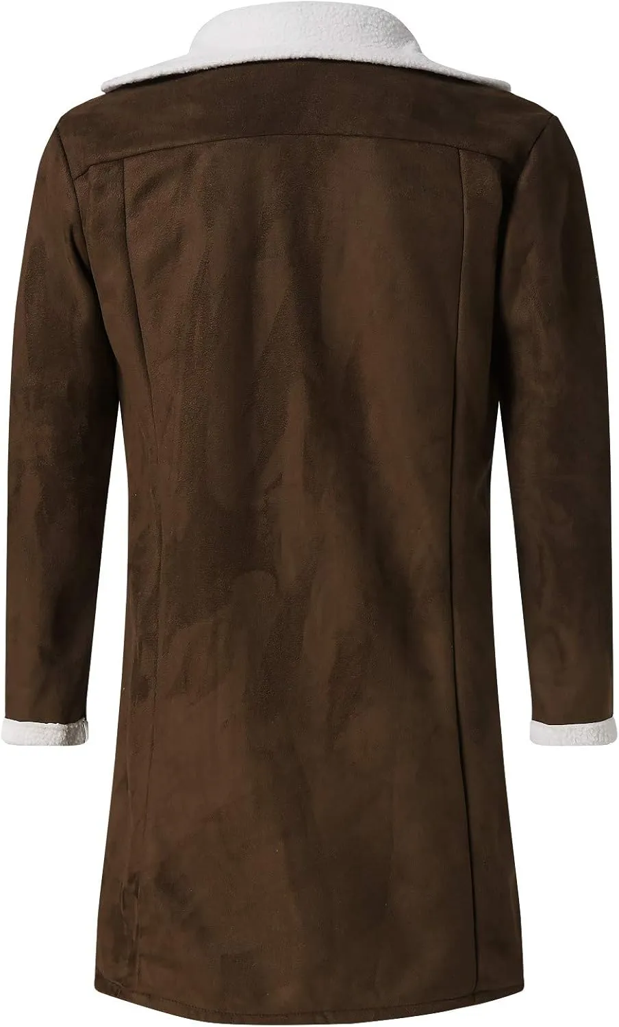 GOKKILRW Mens Casual Sherpa Fleece Lined Suede Leather Trucker Jackets Spread Collar Winter Heavyweight Faux Shearling Coat