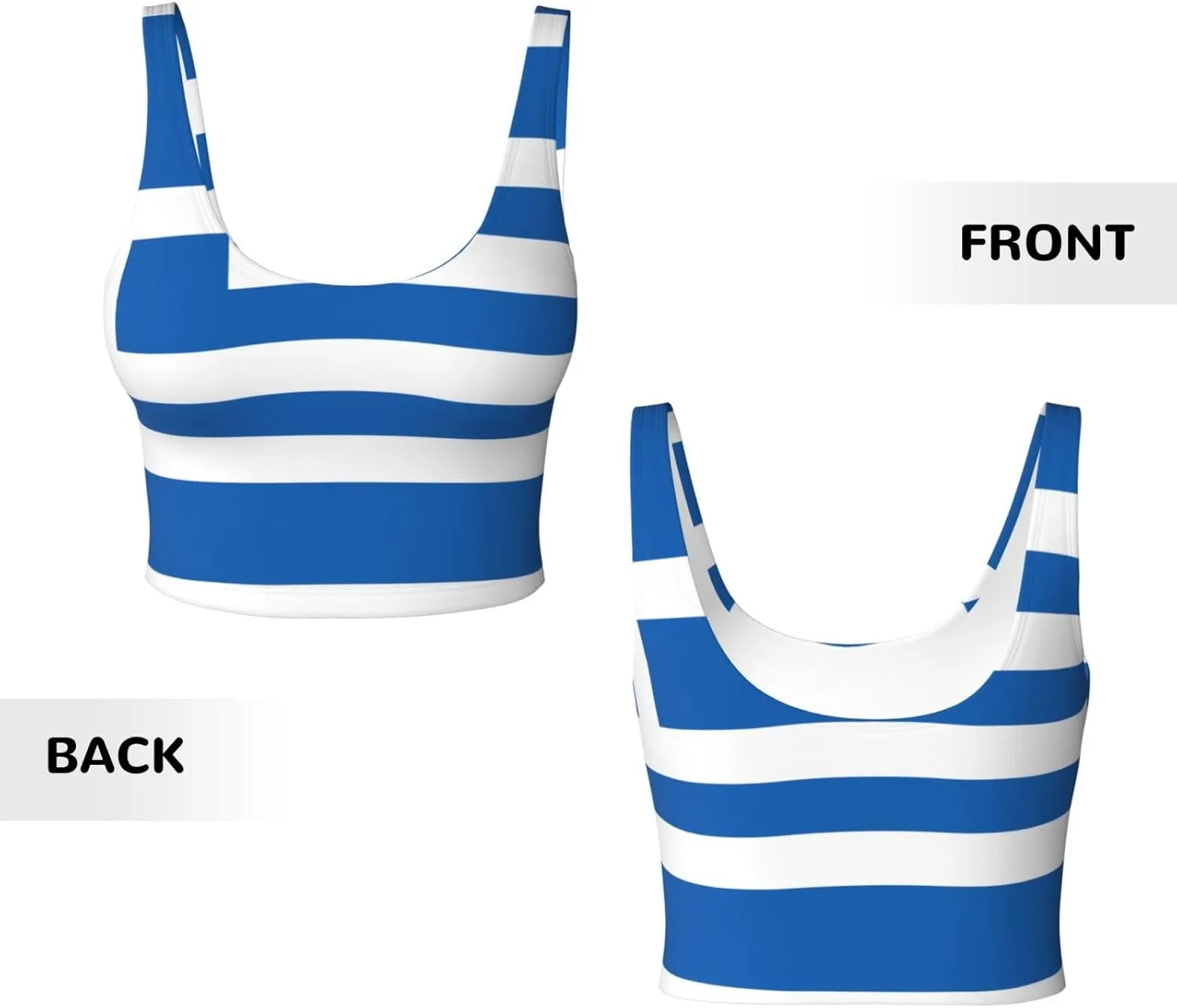 Greek Flag Women's Sexy Sports Vest Sleeveless Athletic Gym T-Shirts Vest U-Shaped Back Quick Dry Top