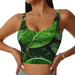 Green Nature Women's Sexy Sports Vest Sleeveless Athletic Gym T-Shirts Vest U-Shaped Back Quick Dry Top