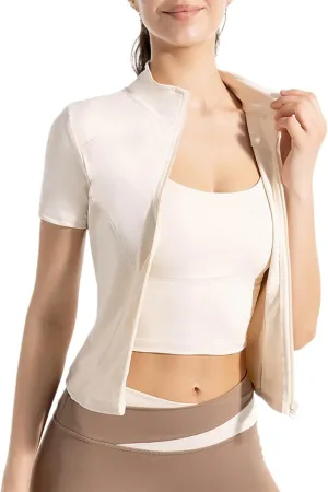 HGps8w Women's UPF 50  Sun Protection Sun Shirts Short Sleeve Casual Summer Stretch Stand Collar Full Zip Hiking Jackets