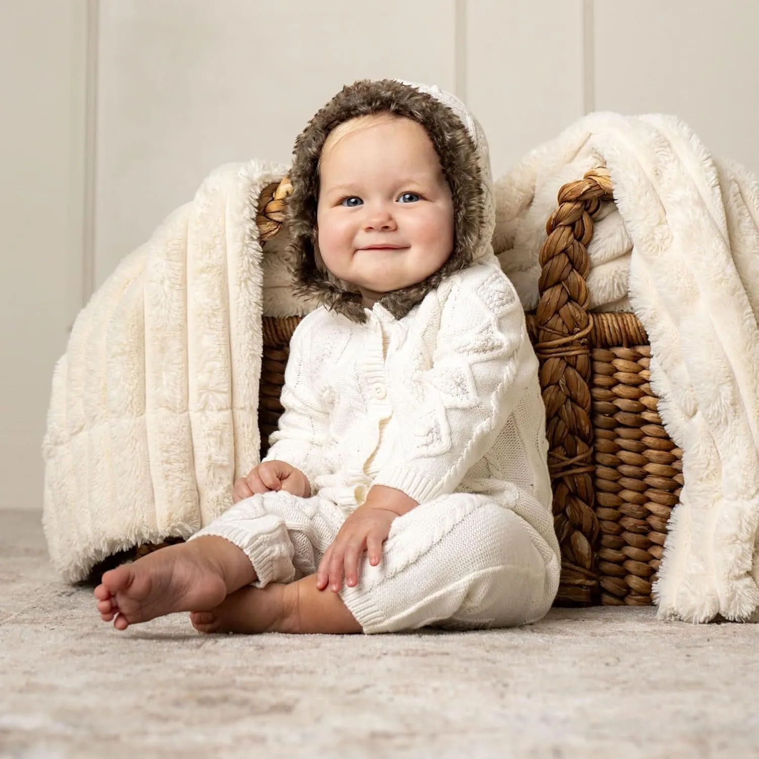 Hope & Henry Long Sleeve Organic Cotton Sweater Romper with Hood
