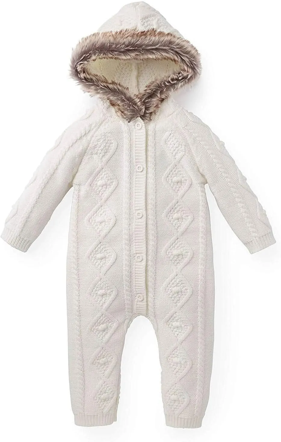Hope & Henry Long Sleeve Organic Cotton Sweater Romper with Hood