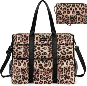 IBFUN Utility Tote Bag with 14/24 Pockets Zip Top Teacher Tote Bag for Teacher/Work Women