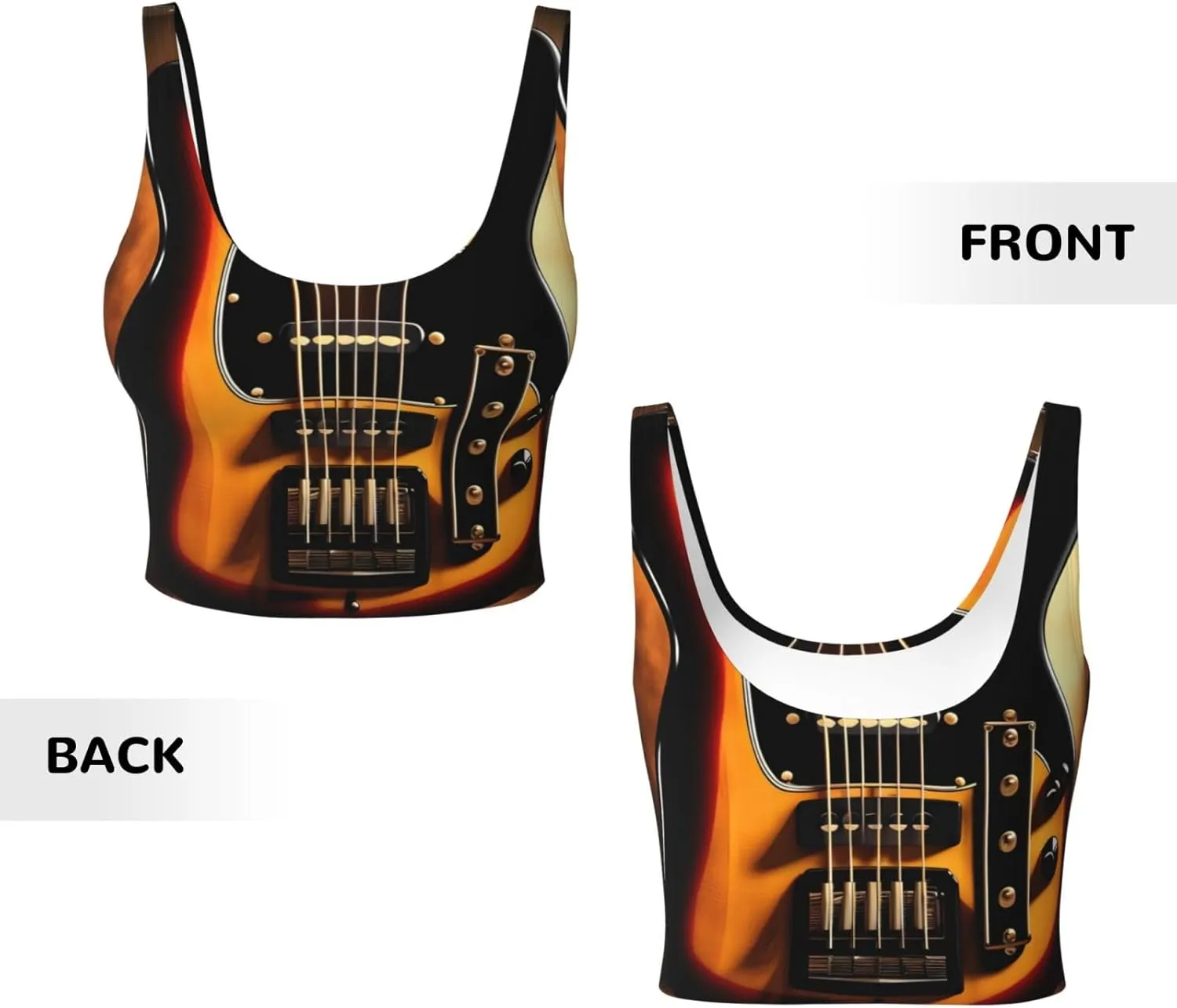 Instrumental Guitar Women's Sexy Sports Vest Sleeveless Athletic Gym T-Shirts Vest U-Shaped Back Quick Dry Top