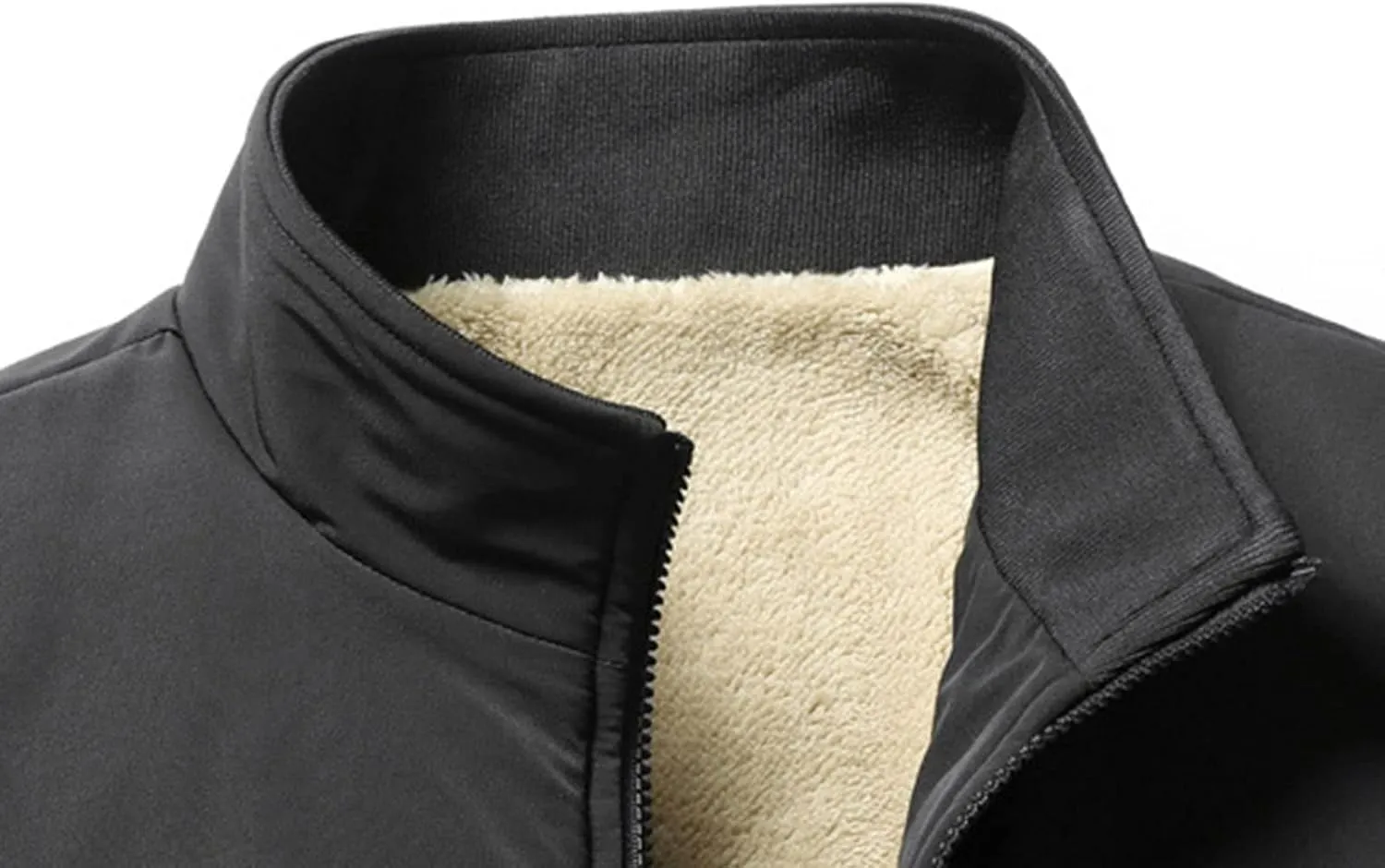 JEsilunmaMY Men's Warm Winter Thicken Sherpa Jacket Full Zip Stand Collar Fleece Lined Coat Casual Bomber Cotton Jacket