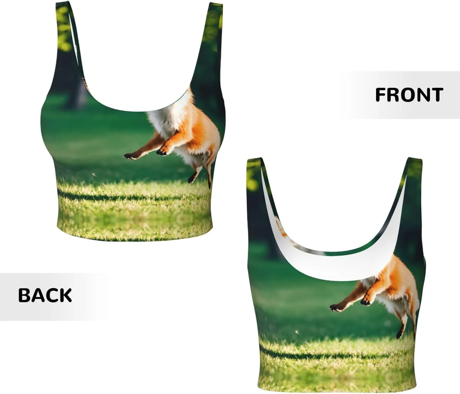 Jumping Fox Women's Sexy Sports Vest Sleeveless Athletic Gym T-Shirts Vest U-Shaped Back Quick Dry Top