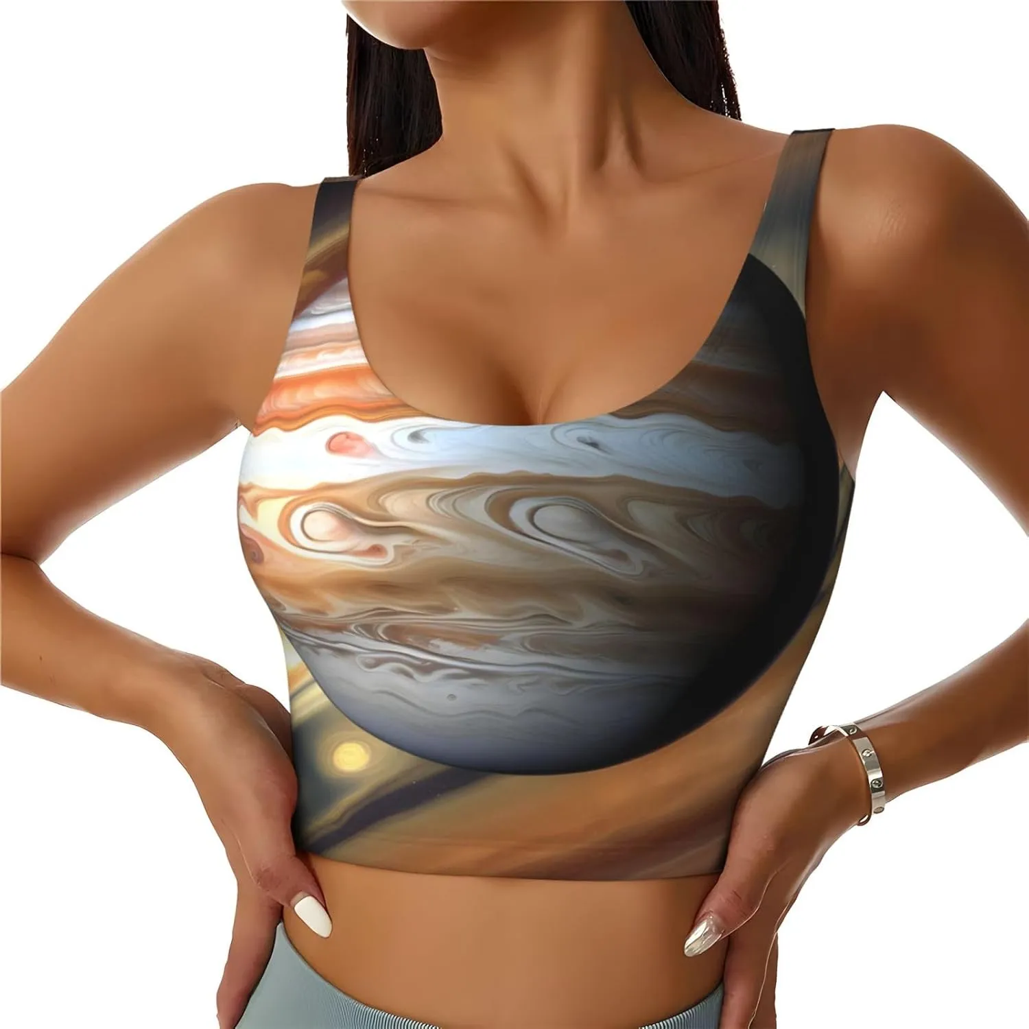 Jupiter Landscape Women's Sexy Sports Vest Sleeveless Athletic Gym T-Shirts Vest U-Shaped Back Quick Dry Top