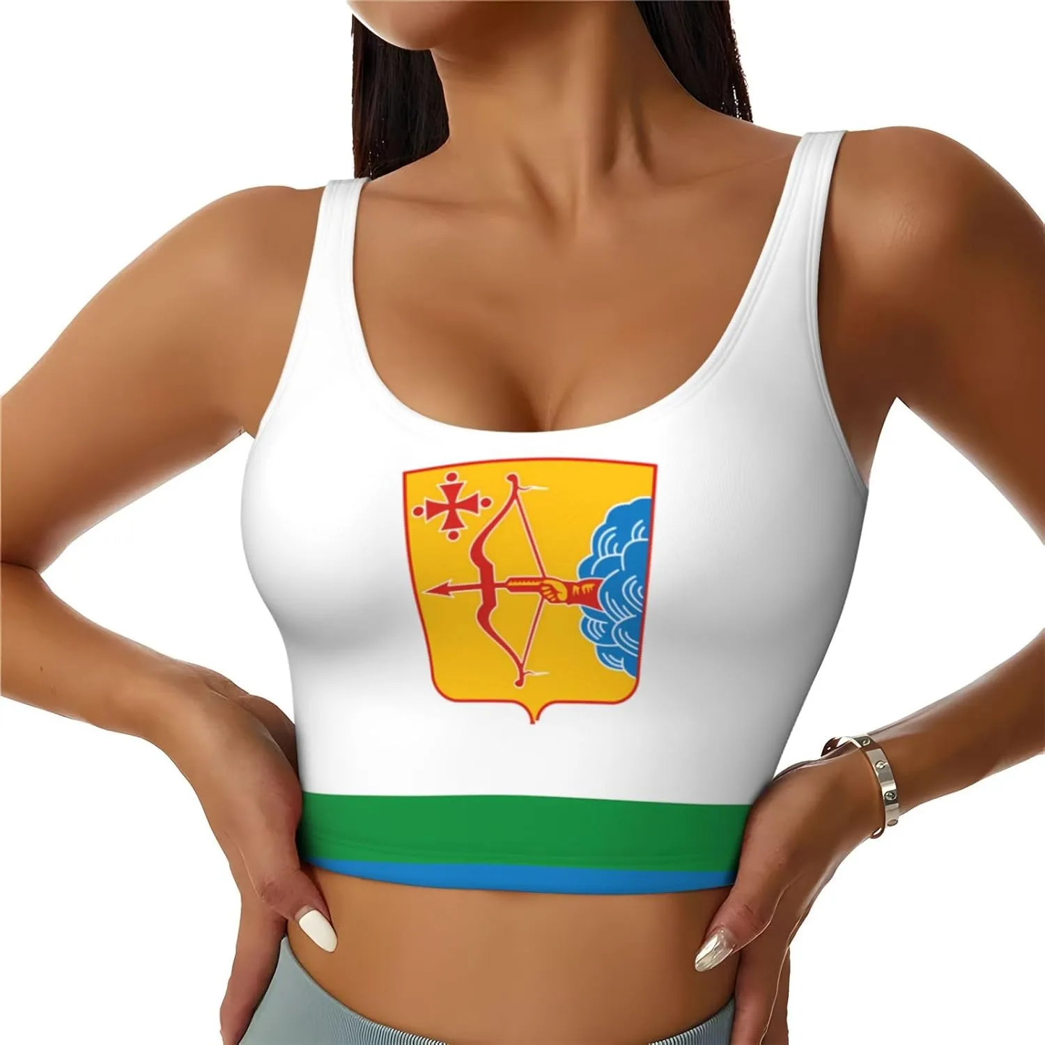 Kirov Flag Women's Sexy Sports Vest Sleeveless Athletic Gym T-Shirts Vest U-Shaped Back Quick Dry Top