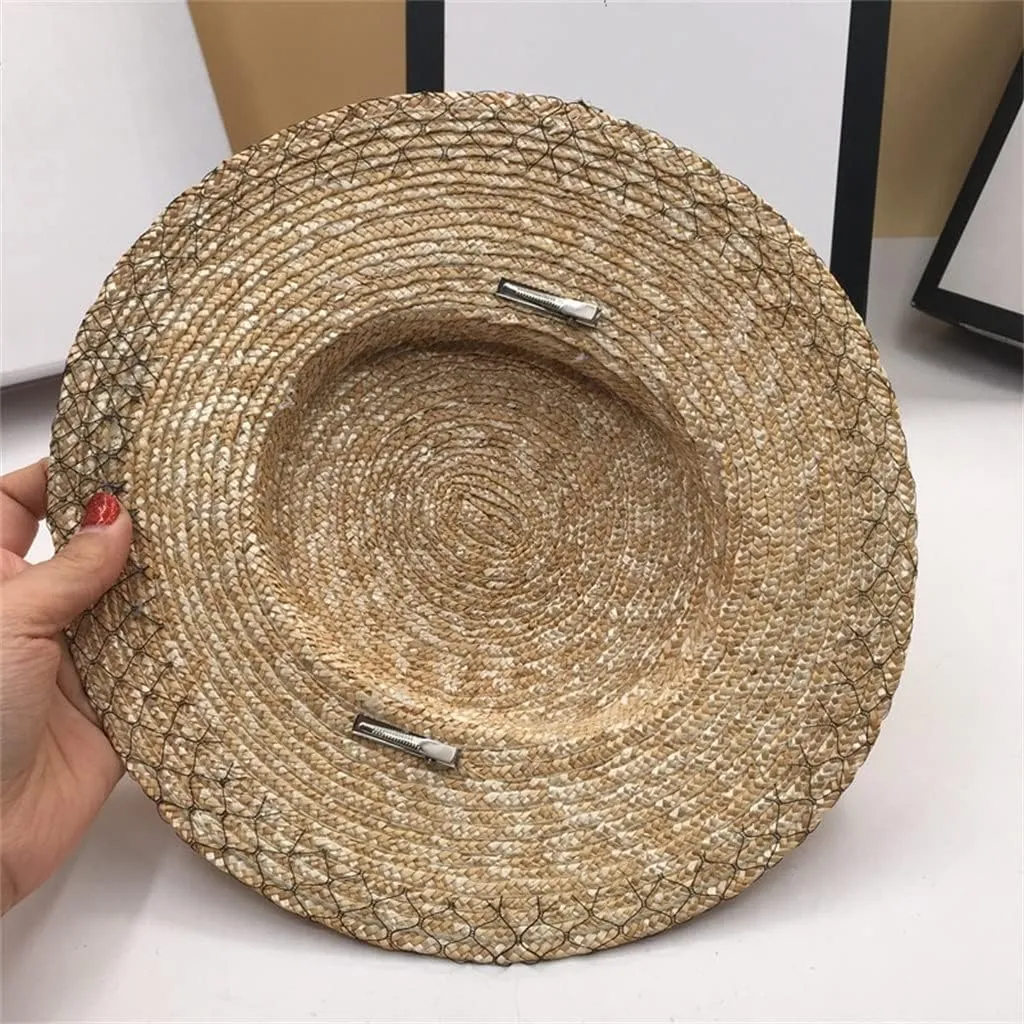 Ladies Pearl Mesh Decoration Hats Beach Sun Shade Womens Caps Gril Wide Brim Hat