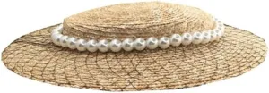 Ladies Pearl Mesh Decoration Hats Beach Sun Shade Womens Caps Gril Wide Brim Hat
