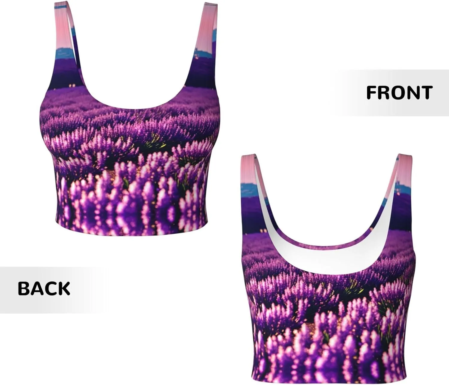 Lavender Women's Sexy Sports Vest Sleeveless Athletic Gym T-Shirts Vest U-Shaped Back Quick Dry Top