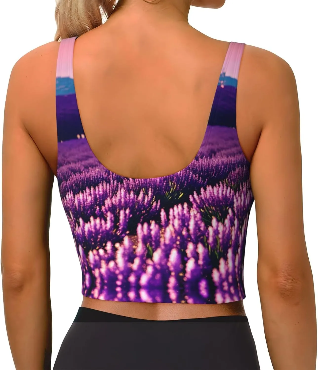 Lavender Women's Sexy Sports Vest Sleeveless Athletic Gym T-Shirts Vest U-Shaped Back Quick Dry Top