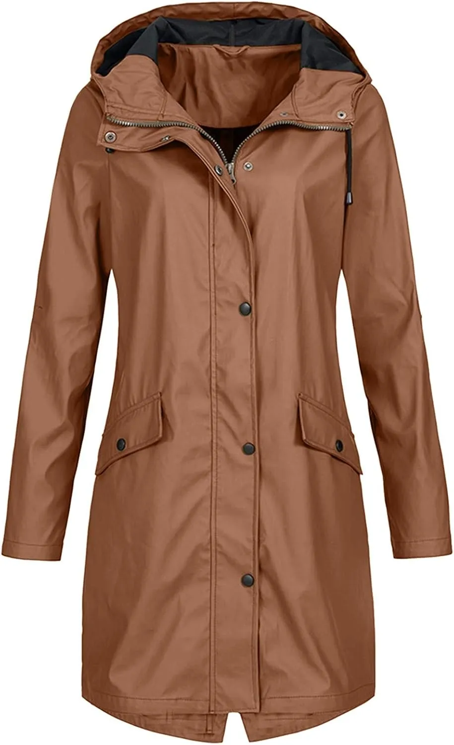 LCMTWX Womens Fleece Lined Raincoat Hooded Solid Women Coat Rain Raincoat Women's Coat Teen Girls Lightweight Hooded Rain
