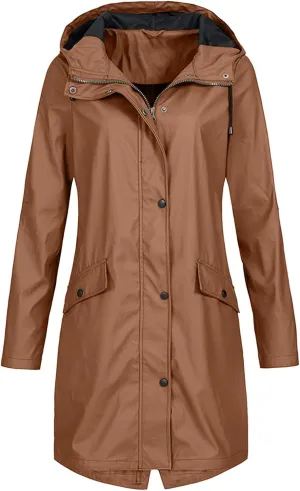LCMTWX Womens Fleece Lined Raincoat Hooded Solid Women Coat Rain Raincoat Women's Coat Teen Girls Lightweight Hooded Rain