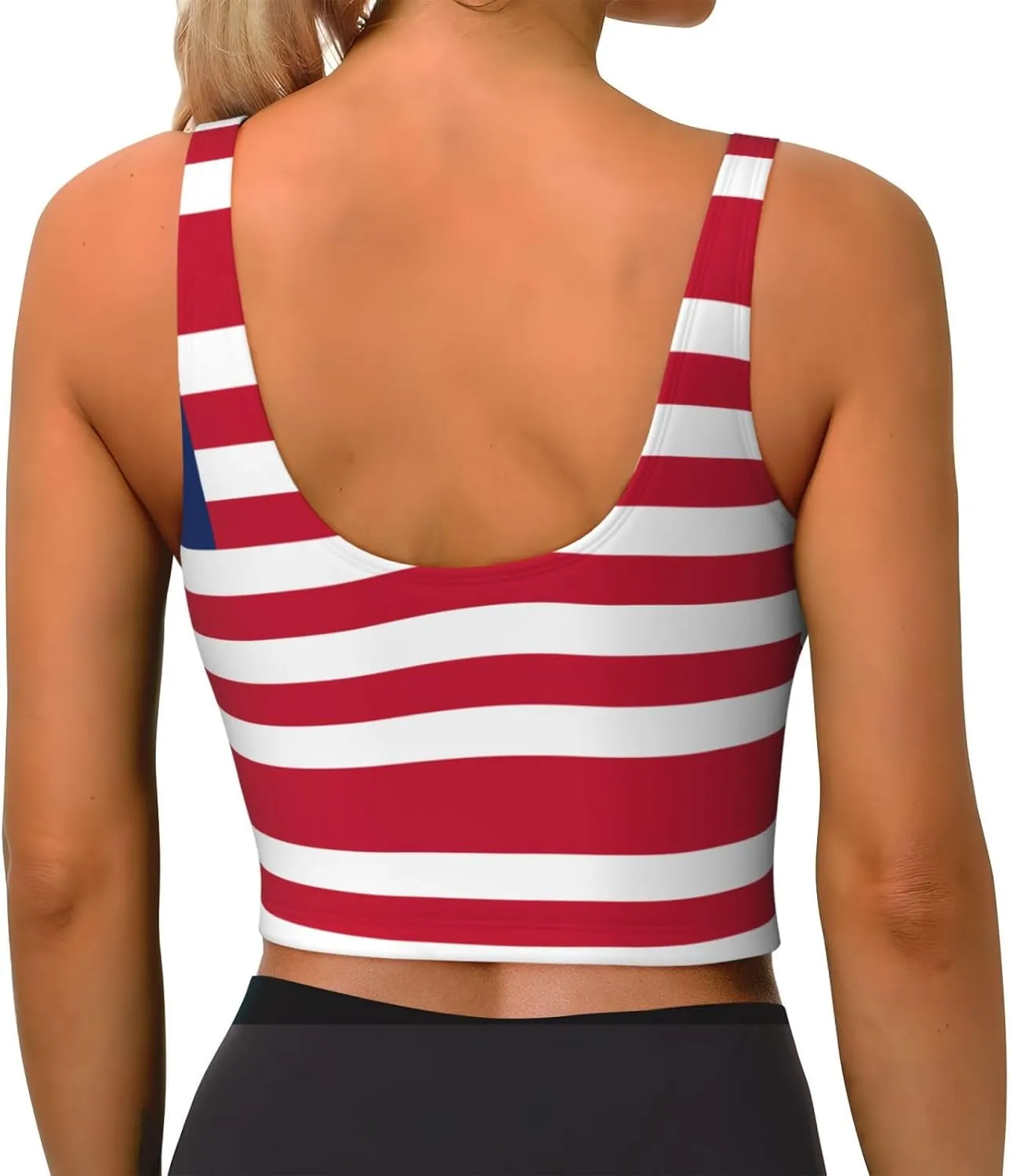 Liberian Flag Women's Sexy Sports Vest Sleeveless Athletic Gym T-Shirts Vest U-Shaped Back Quick Dry Top