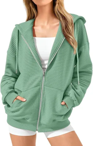 Lightweight Hoodies Tops Women Casual Jackets Zip Up Long Sleeve Sweatshirts with Pockets Fall Breathable Pullover