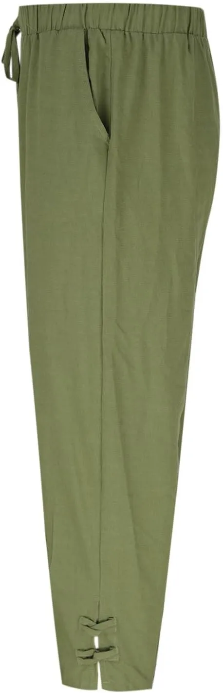 Linen Pants for Men Drawstring Elastic Waist Yoga Pants Summer Beach Loose Trousers Full Length Summerwear