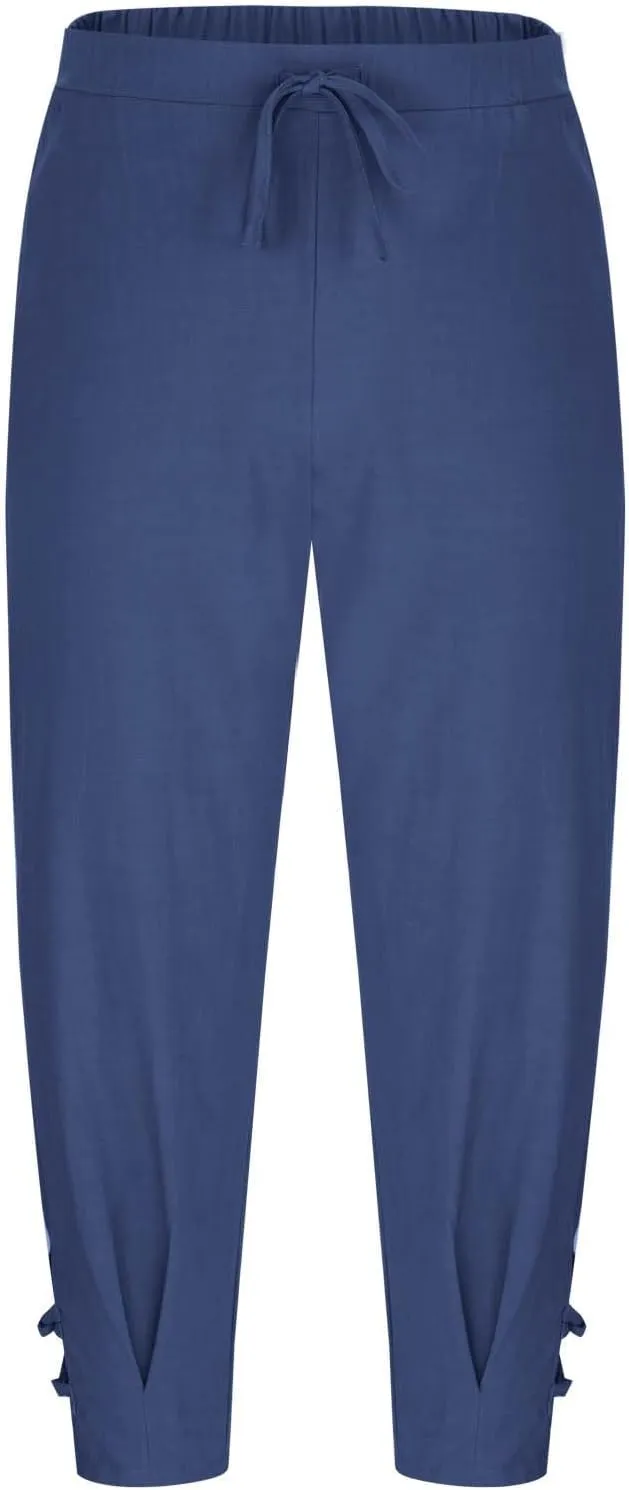 Linen Pants for Men Drawstring Elastic Waist Yoga Pants Summer Beach Loose Trousers Full Length Summerwear