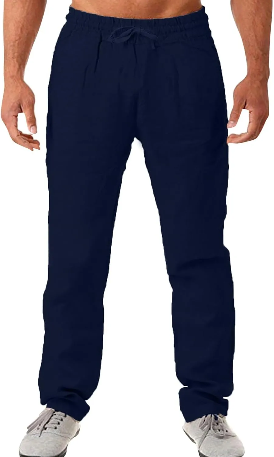 linen pants for men loose fit, yoga pants for men with pockets, Linen Pants for Men, Mens Casual Pants Elastic Waist Drawstring Straight Leg Pants Yoga Beach Summer Trousers Pants