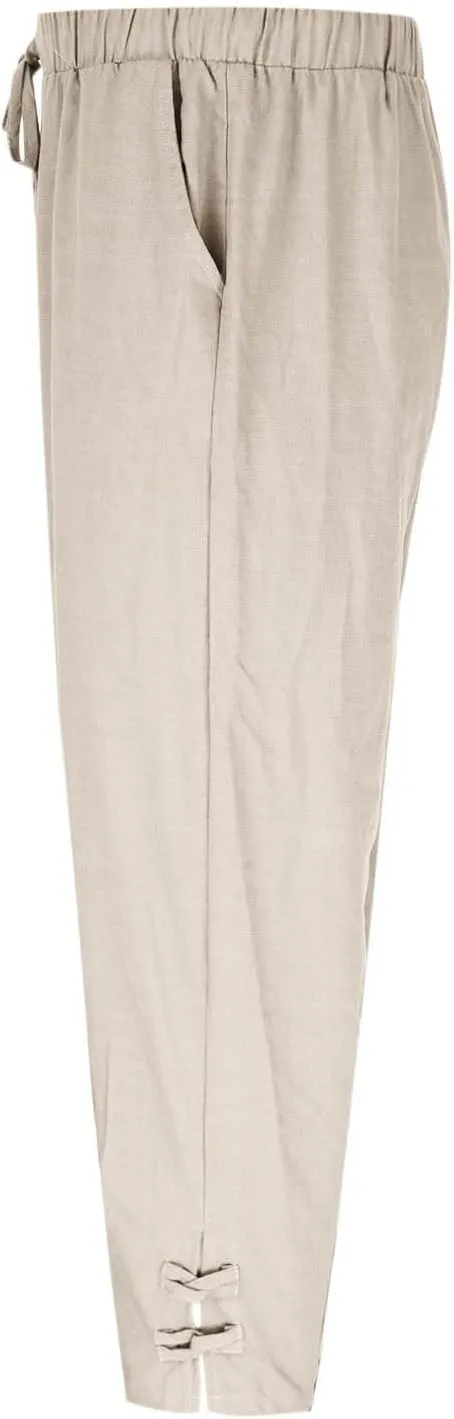 Linen Pants Men Beach Casual Loose Fit Elastic Drawstring Waist Summer Yoga Trousers Stretch with Pockets Fashion 2025