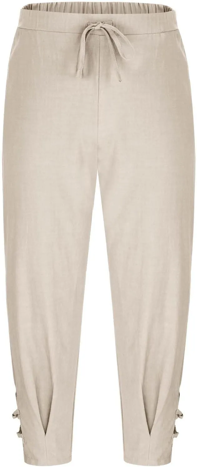 Linen Pants Men Beach Casual Loose Fit Elastic Drawstring Waist Summer Yoga Trousers Stretch with Pockets Fashion 2025
