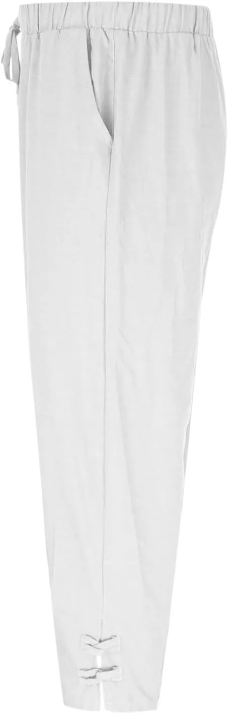 Linen Pants Men Beach Casual Loose Fit Elastic Drawstring Waist Summer Yoga Trousers Stretch with Pockets Fashion 2025