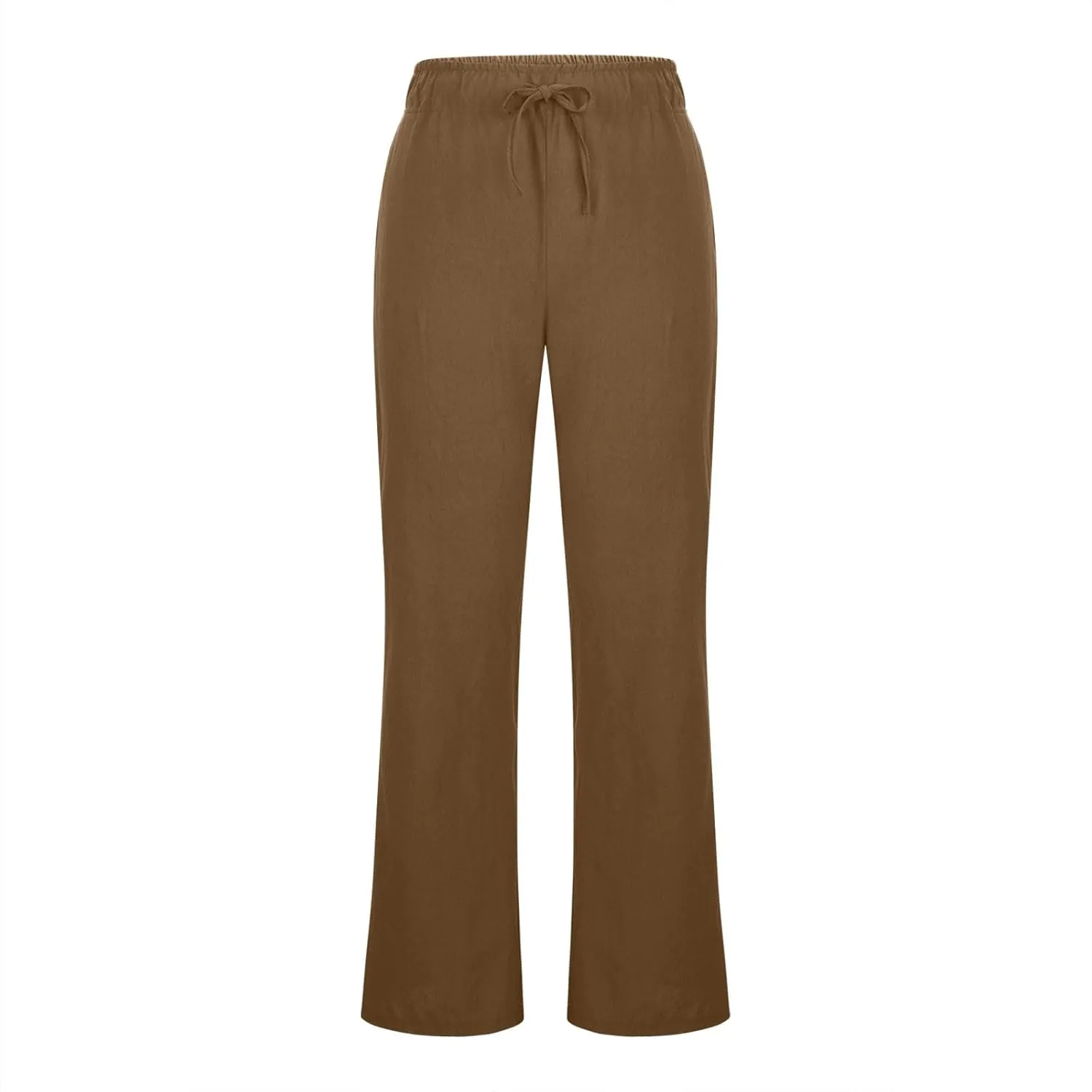 Linen Pants Women High Waisted Flare Palazzo Pants Summer Wide Leg Pants Elastic Waist Beach Pants Lounge Trousers