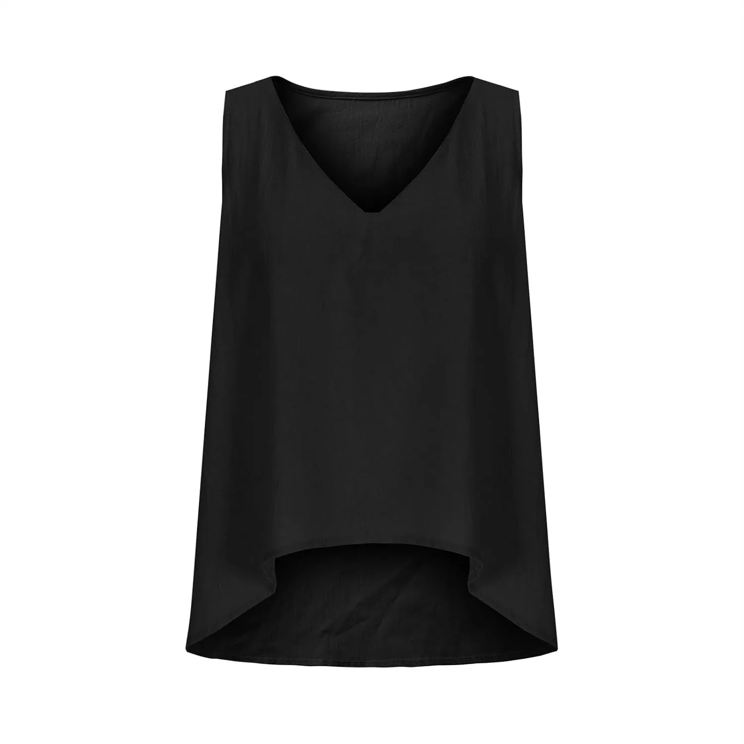 Linen Shirt for Women 2025 Fashion Vintage V Neck Sleeveless Tank Tops Summer Solid Loose Boho Beach Vacation Blouse