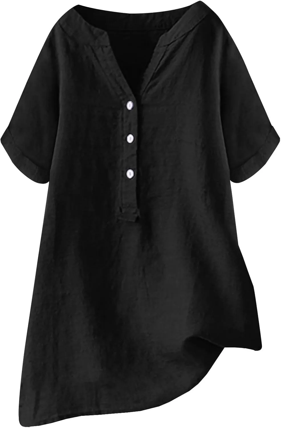 Linen Shirts for Women Linen Button Down Shirt Summer Short Sleeve Boho Plus Size Top Tunic Dressy Peasant Blouses